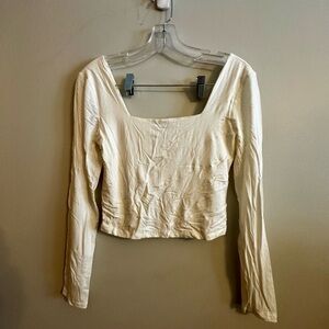 Chic Cream Long Sleeve Women's Top